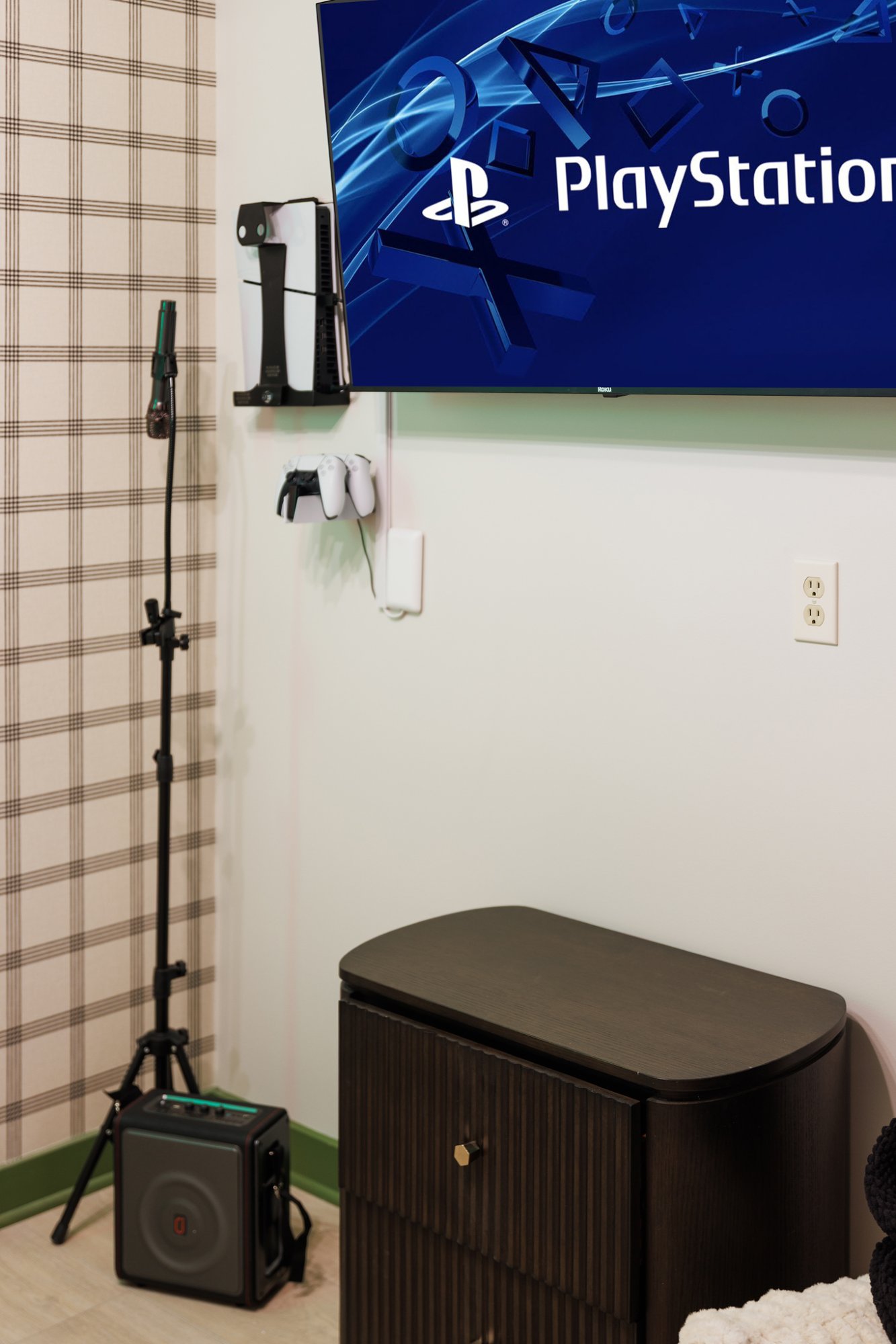 PS5 and karaoke closeup