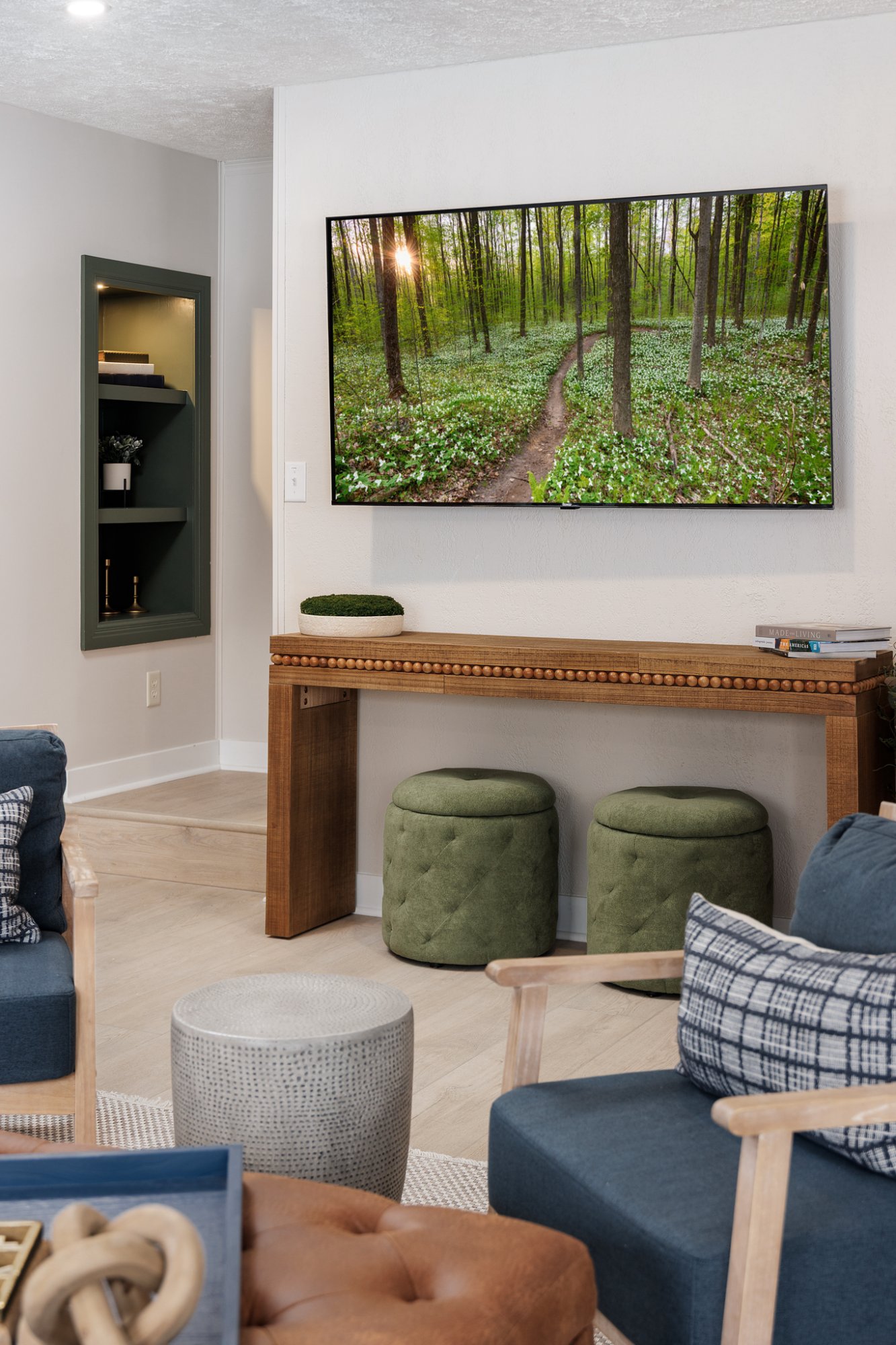 TV wall with forest scene