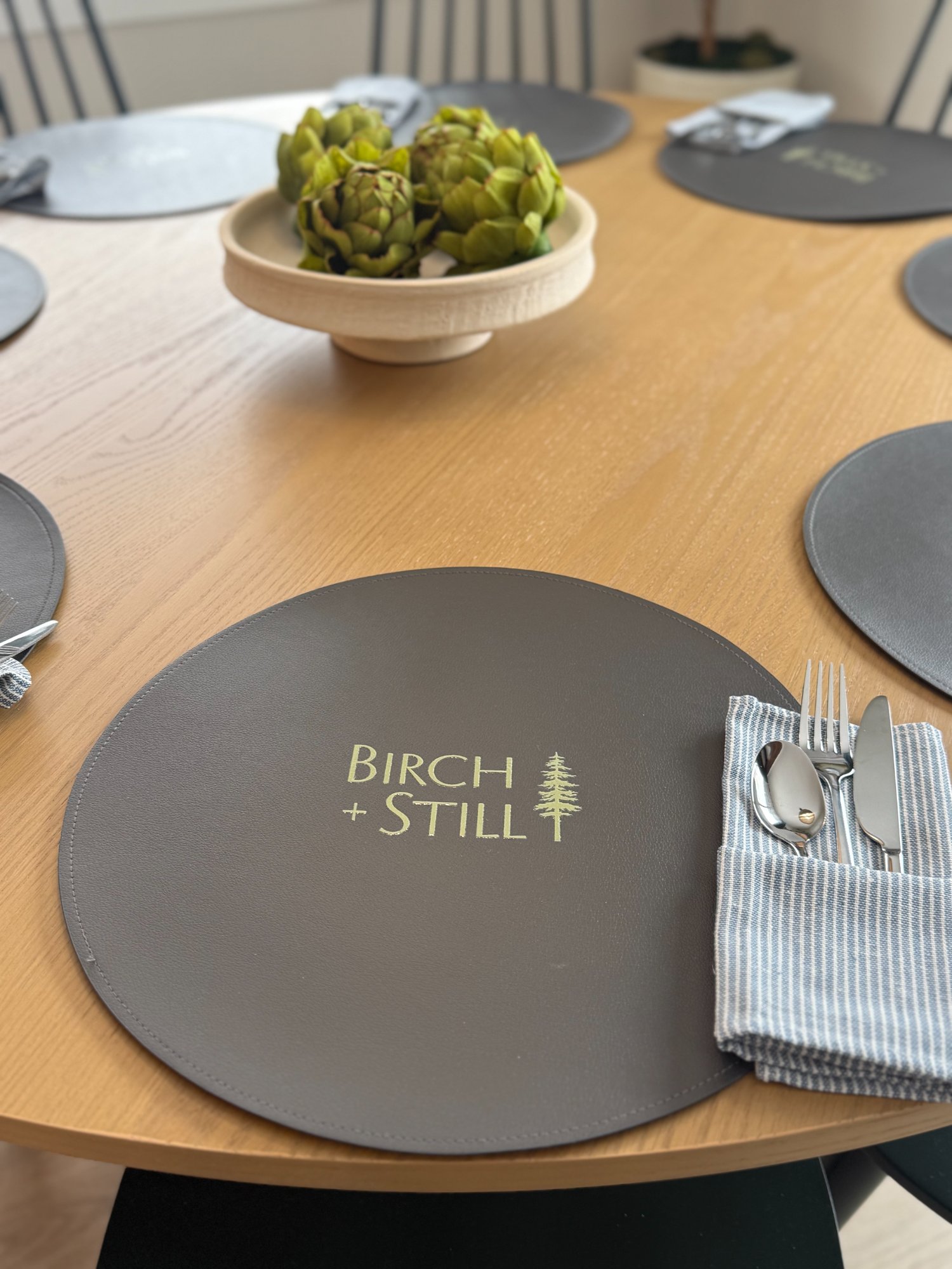 Birch + Still leather placemat
