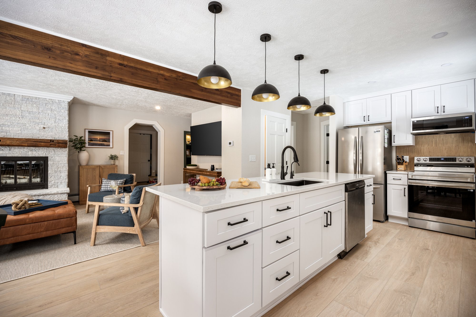 Kitchen into living room